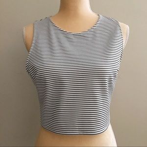 Free Press Sleeveless Black/White Stripe Crop Top